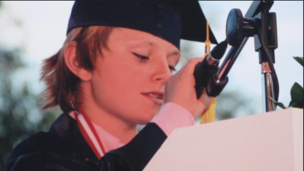 Martin Perrais speaking at a school graduation ceremony in Izmir, Turkey
